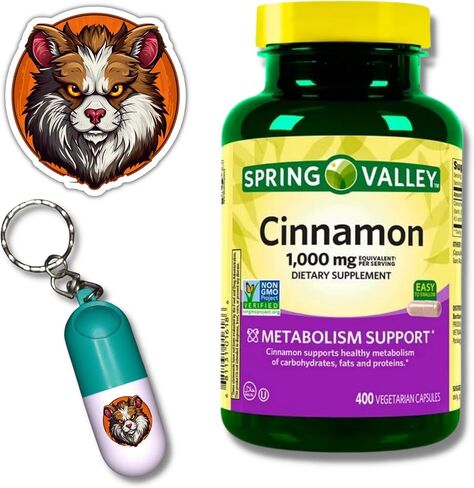 كبسولات قرفة وايلد هامستر سبرينج فالي 1000 مجم، حزمة مكونة من 400 قطعة مع حامل وملصق حبوب سلسلة مفاتيح حصرية (3 قطع) in Kuwait