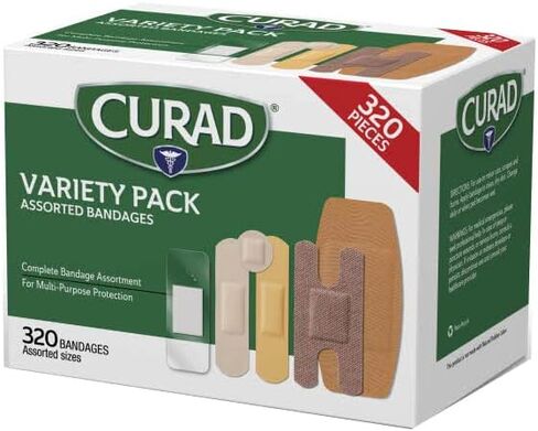 Curad Bulk Variety Pack Assorted Bandages, Flex-Fabric, Waterproof, Plastic, Knuckle, Heavy Duty Bandages (320Count) in Saudi Arabia