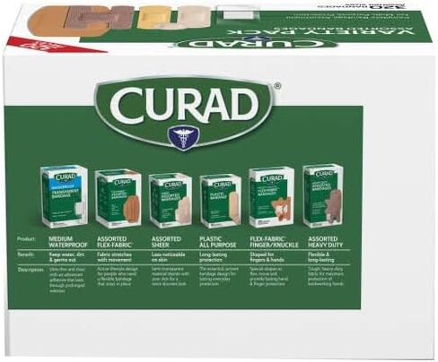 Curad Bulk Variety Pack Assorted Bandages, Flex-Fabric, Waterproof, Plastic, Knuckle, Heavy Duty Bandages (320Count) in Saudi Arabia