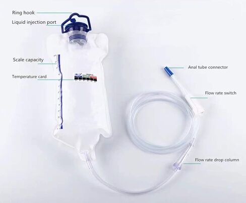 Reusable Home Enema Kit , 1200ML Enama Bag Kit for Colon Cleaning,Douche Bag Colon Douche Cleaner Body Detox Cleaning Kit-Including 1.8M Silicone Hose and 10 Soft Replacement Enema Tips in Saudi Arabia