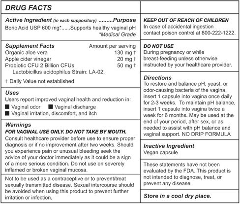 Boric Acid Suppositories with Applicator, All-Natural Boric Acid Suppositories for Women, Female Suppositories with Probiotics & Aloe Vera, Relieves Discomfort & Balances pH Level, 21 Count - Kushae in Kuwait