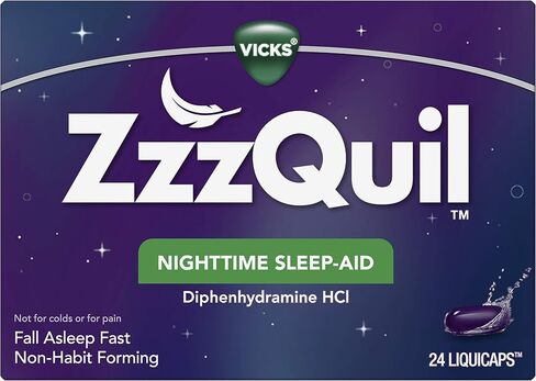 ZzzQuil, كبسولات سائلة للمساعدة على النوم أثناء الليل، 25 مجم ديفينهيدرامين حمض الهيدروكلوريك، العلامة التجارية رقم 1 للمساعدة على النوم، غير معتاد، منعش للاستيقاظ، 24 كبسولة سائلة in Saudi Arabia