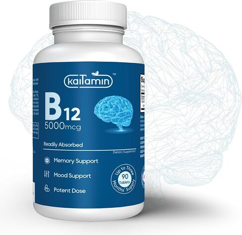 Kaitamin Vegetarian Vitamin B12 Supplement Methylcobalamin 5000mcg for Memory, Mood, Metabolism, and Energy Support, 3 Months' Supply in Kuwait