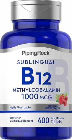 Piping Rock Vitamin B12 Sublingual | 1000 mcg | 400 Fast Dissolve Tablets | Methylcobalamin Supplement | Vegetarian, Non-GMO, Gluten Free in Saudi Arabia