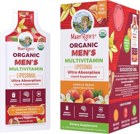 MaryRuth Organics Mens 40+ Vitamin Liquid Liposomal with Hormonal Support, Enhanced Absorption, Immune Support, Reproductive Health, Increase Energy Supplement, Sugar Free, 15.22oz, Pack of 1 in Saudi Arabia