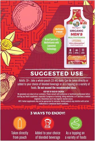 MaryRuth Organics Mens 40+ Vitamin Liquid Liposomal with Hormonal Support, Enhanced Absorption, Immune Support, Reproductive Health, Increase Energy Supplement, Sugar Free, 15.22oz, Pack of 1 in Saudi Arabia