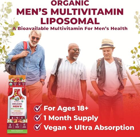 MaryRuth Organics Mens 40+ Vitamin Liquid Liposomal with Hormonal Support, Enhanced Absorption, Immune Support, Reproductive Health, Increase Energy Supplement, Sugar Free, 15.22oz, Pack of 1 in Saudi Arabia