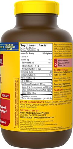 Burp-Less Fish Oil 1200 mg, 200 Softgels, Fish Oil Omega 3 Supplement For Heart Health in Saudi Arabia