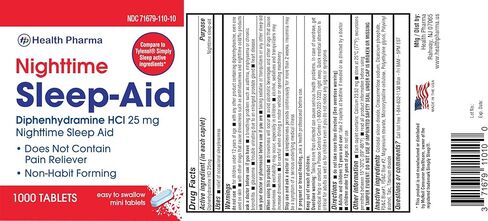 مساعد النوم الليلي من هيلث فارما، كبسولات ديفينهيدرامين HCL، 25 مجم (أزرق)، عدد 1000 in Kuwait