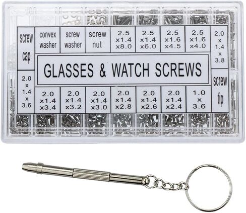 VAPKER 1000pcs Micro Eyeglass Sunglass Repair Screws, Nuts Assortment Stainless Steel Screws for Spectacles Watch with (Screwdriver) in Saudi Arabia