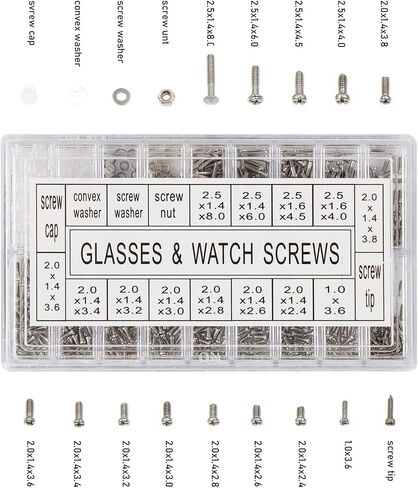 VAPKER 1000pcs Micro Eyeglass Sunglass Repair Screws, Nuts Assortment Stainless Steel Screws for Spectacles Watch with (Screwdriver) in Saudi Arabia