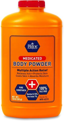 MED PRIDE Medicated Body Powder 100% Talc-Free - Absorbent Pure Cornstarch Anti-Itch Powder with Zinc Oxide- Cooling Body Dusting Powder for Moisture and Sweat Control, Rash & Itch - 10oz in Saudi Arabia
