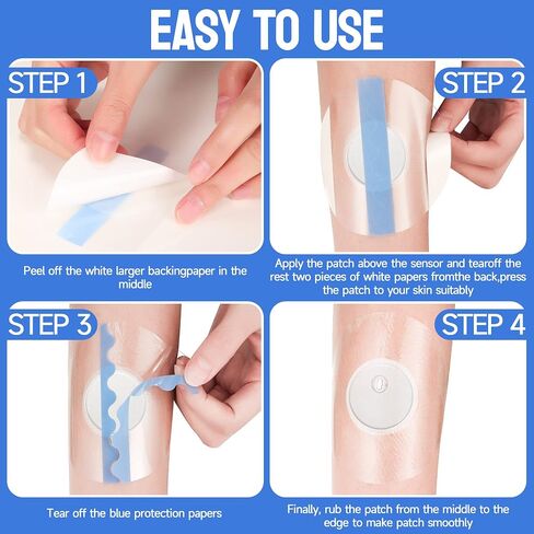 Eseige-Sensor Covers for Libre 2,3-50 Pack Waterproof Adhesive Patches - Latex Free and Transparent Tape to Protect The CGM in Kuwait