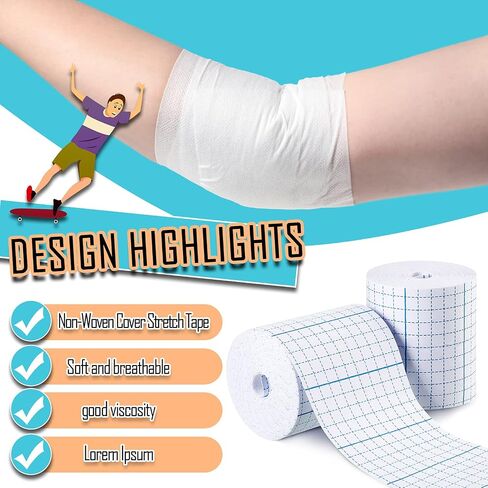 Nuanchu 2 Rolls Non-Woven Cover Roll Stretch Tape 2 in X 10.94 Yard in Saudi Arabia