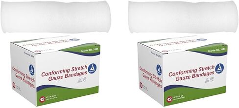 Dynarex Stretch Gauze Bandages, 4" x 4.1 yds, Non-Sterile & Latex-Free, Wound Care in Medical and Home Environments, 1 Box of 12 Dynarex Stretch Gauze Bandages in Kuwait
