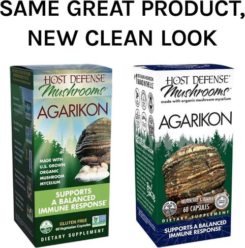 Host Defense, كبسولات Agarikon، دعم مناعة متوازن، مكمل غذائي بالفطر، 60 كبسولة، بدون نكهة in Kuwait