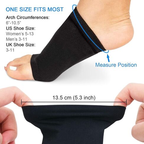 Ailaka 2 Pairs Compression Arch Support Sleeves, Cushioned Arch Support Braces Gel Pads for Flat Foot Pain Relief Plantar Fasciitis Heel Spurs in Kuwait