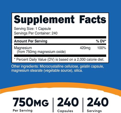 Nutricost Magnesium Oxide 750mg, 240 Capsules (2 Bottles) in Saudi Arabia