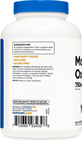 Nutricost Magnesium Oxide 750mg, 240 Capsules (2 Bottles) in Saudi Arabia