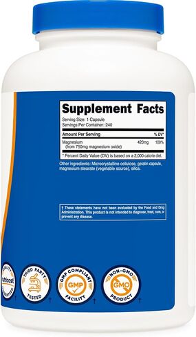 Nutricost Magnesium Oxide 750mg, 240 Capsules (2 Bottles) in Saudi Arabia