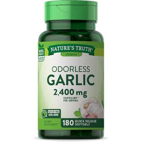 Nature's Truth Odorless Garlic Softgels | 2400mg | 180 Count | Non-GMO & Gluten Free Supplement in Saudi Arabia