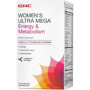 GNC Womens Ultra Mega Energy and Metabolism Multivitamin للنساء، 180 عدد، لزيادة الطاقة والتمثيل الغذائي وحرق السعرات الحرارية in Kuwait