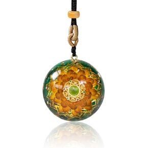 قلادة Da Piao Liang Orgonite مع الملكيت وزهرة الحياة - بلورات شفاء لحماية الطاقة والتأمل - قلادة روحية مع حبل قابل للتعديل