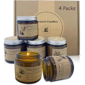 شموع معطرة للعلاج العطري، شموع الصويا كاريلاكس للمنزل، تدوم طويلاً، 4 شموع لتخفيف التوتر هدايا للنساء والرجال في صندوق جميل in Kuwait