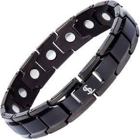 Smarter LifeStyle Elegant Titanium Magnetic Bracelet for Men and Women- Adjustable Bracelet Length with Sizing Tool for Perfect Fit, Women Mens Bracelet (Black) in Saudi Arabia