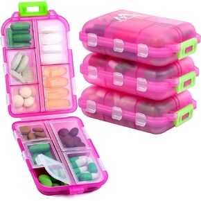 4PS Travel Pill Organizer with 164 Slice Labels，10 Compartments Travel Pill Box Portable Folding Small Pill Case Daily Pill Container Used for Carry Storage Medicine Organizer by M MUchengbao (Blue) in Saudi Arabia