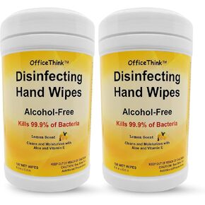 مناديل مبللة مطهرة مضادة للبكتيريا - عبوتان، مطهر/مطهر/مزيل الروائح الكريهة، رائحة الليمون المنعشة، خالية من الكحول، لطيفة على اليدين، ترطب بالصبار + فيتامين E، علب سهلة الوصول، 100 قطعة × 2 in Kuwait