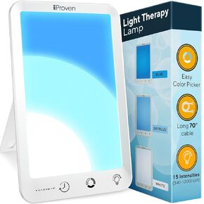iProven Light Therapy Lamp, 12 000 lux lamp, 3 Colors, Blue & White Light, 15 Light Modes, Timer Function, Portable in Kuwait