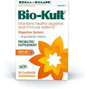 Bio-Kult Gut Health Probiotic Supplement, 14 Strains, Probiotics for Women & Men, Immune Support, Digestive Health, Shelf-Stable, Non-GMO and Gluten-Free, Capsules, 30 Count (Pack of 1)