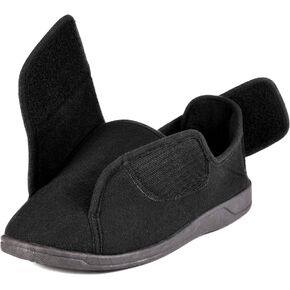 Women's Wide, Extra Wide 80-D Memory Foam Diabetic Slipper with Adjustable Closures, Wide Extra Wide Width Warm Plush Fleece Arthritis Edema Swollen Diabetic House Shoes Machine Washable w/Anti Slip Sole