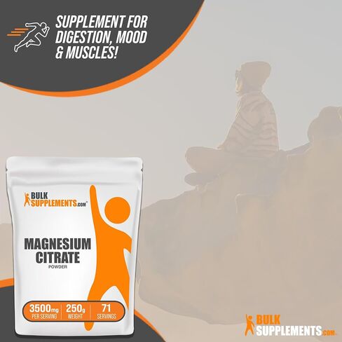 BulkSupplements.com مسحوق سيترات المغنيسيوم - مكمل المغنيسيوم، ملين سيترات المغنيسيوم، سيترات المغنيسيوم 400 ملغ - سيترات المغنيسيوم النقي، خالي من الغلوتين - 3500 ملغ لكل وجبة، 1 كجم (2.2 رطل) in Saudi Arabia