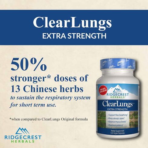 RidgeCrest Herbals ClearLungs قوة إضافية، مزيل احتقان عشبي، 60 كبسولة نباتية in Kuwait