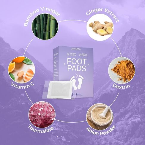 60 قطعة من وسادات القدم الطبيعية بالزنجبيل - رقع قدم منعشة لقدميك، منتجات التنظيف والصحة، مثالية لقدم الرياضيين والعناية بالقدم والشعور بالتجدد كل صباح in Kuwait