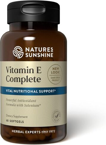 فيتامين E من Nature's Sunshine كامل مع السيلينيوم، 60 كبسولة هلامية | مكمل قوي مضاد للأكسدة مع السيلينيوم وجميع الجزيئات الثمانية في عائلة فيتامين E in Saudi Arabia