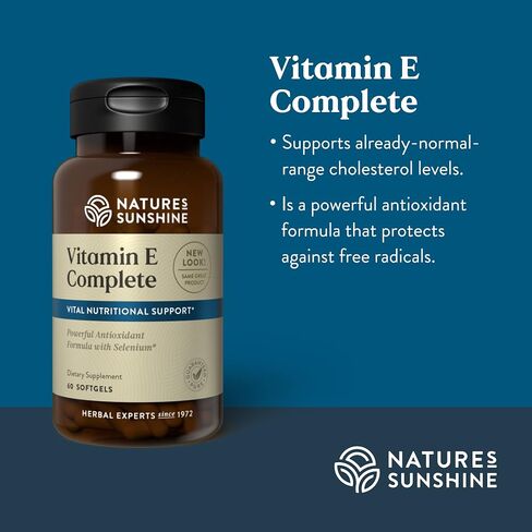 فيتامين E من Nature's Sunshine كامل مع السيلينيوم، 60 كبسولة هلامية | مكمل قوي مضاد للأكسدة مع السيلينيوم وجميع الجزيئات الثمانية في عائلة فيتامين E in Saudi Arabia