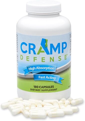Cramp Defense® Magnesium for Leg Cramps, Muscle Cramps & Muscle Spasms. End Them Fast and Permanently. Organic Magnesium, Non-Laxative, NO Magnesium Oxide OR Herbs! Big 180 Capsule Bottle. in Saudi Arabia