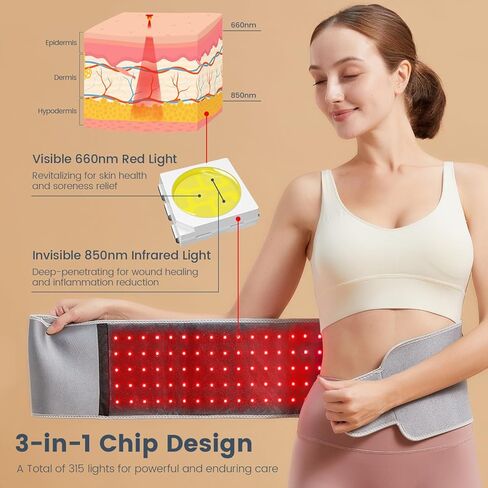 حزام العلاج بالضوء الأحمر - Eazfy بالقرب من العلاج بالأشعة تحت الحمراء والعلاج بالضوء الأحمر للجسم مع نبض ومؤقت لتخفيف آلام العضلات والكتف الخلفي والخصر كهدية للنساء والرجال in Kuwait