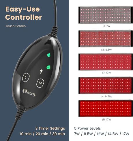 حزام العلاج بالضوء الأحمر - Eazfy بالقرب من العلاج بالأشعة تحت الحمراء والعلاج بالضوء الأحمر للجسم مع نبض ومؤقت لتخفيف آلام العضلات والكتف الخلفي والخصر كهدية للنساء والرجال in Kuwait
