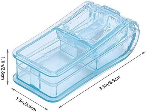 قطاعة حبوب الدواء من قطعتين - مقسم حبوب مع شفرة من الستانلس ستيل لقطع الحبوب الصغيرة او الحبوب الكبيرة الى النصف، حبوب سهلة القطع للاقراص والفيتامينات والادوية الكبيرة. (ازرق فاتح + اسود فاتح) in Kuwait