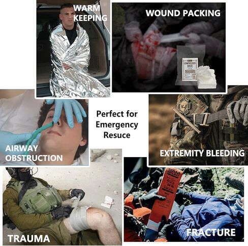 RHINO RESCUE IFAK مجموعة الإسعافات الأولية للصدمات الحقيبة الطبية للسيارة والسفر والمشي لمسافات طويلة (أسود) in Kuwait