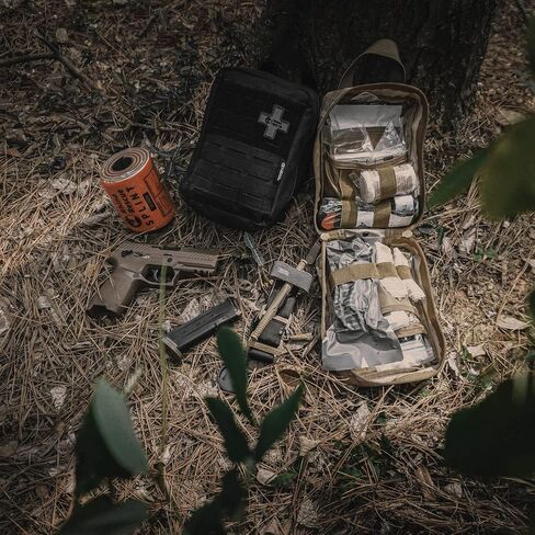 RHINO RESCUE IFAK مجموعة الإسعافات الأولية للصدمات الحقيبة الطبية للسيارة والسفر والمشي لمسافات طويلة (أسود) in Kuwait