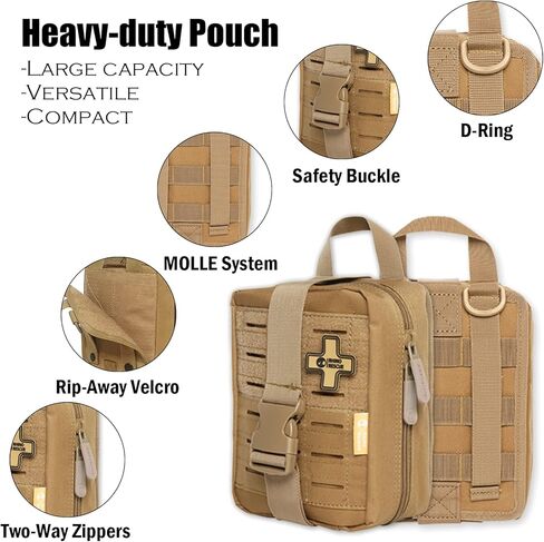 RHINO RESCUE IFAK مجموعة الإسعافات الأولية للصدمات الحقيبة الطبية للسيارة والسفر والمشي لمسافات طويلة (أسود) in Kuwait