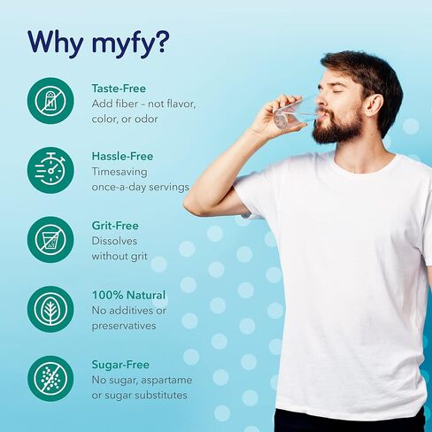 MyFy Natural Prebiotic Fiber Supplement Powder - Clear, Soluble, Daily Digestive Support for Gut Health & Regularity - Non-GMO, Taste-Free, Sugar-Free, Gluten-Free - 10.6oz (60 Servings) in Saudi Arabia