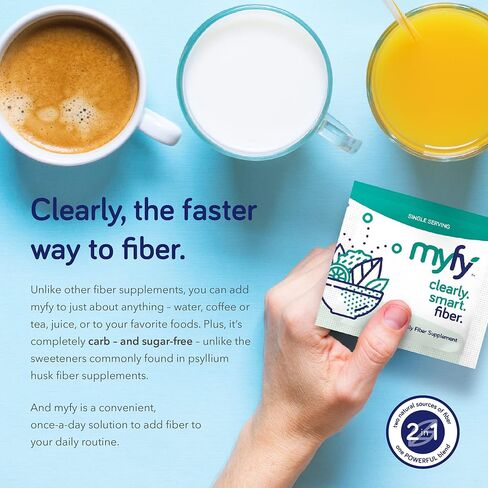 MyFy Natural Prebiotic Fiber Supplement Powder - Clear, Soluble, Daily Digestive Support for Gut Health & Regularity - Non-GMO, Taste-Free, Sugar-Free, Gluten-Free - 10.6oz (60 Servings) in Saudi Arabia
