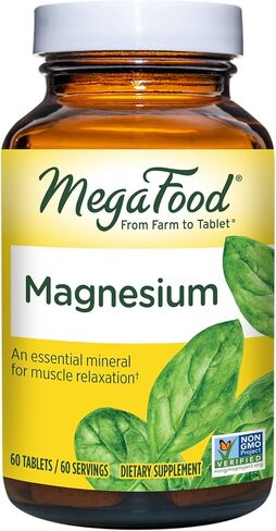 MegaFood Magnesium - Supports Heart & Nervous System - Magnesium Supplement with Fermented Magnesium bisglycinate - Vegan, Gluten-Free, Non-GMO, and Kosher - Made Without 9 Food Allergens - 90 Tabs in Saudi Arabia