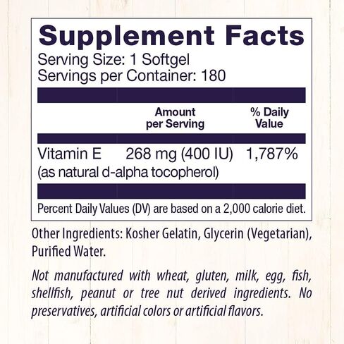 Healthy Origins Vitamin E, 400 IU with Naturally Sourced Mixed Tocopherols - Vitamin E Supplement - Non-GMO & Gluten-Free Skin, Hair, & Nails Vitamin - 90 Softgels in Kuwait